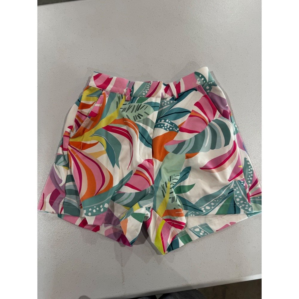 Salty Wave Women Tropical Leaf Print Shorts Multicolor High Waisted Size S
